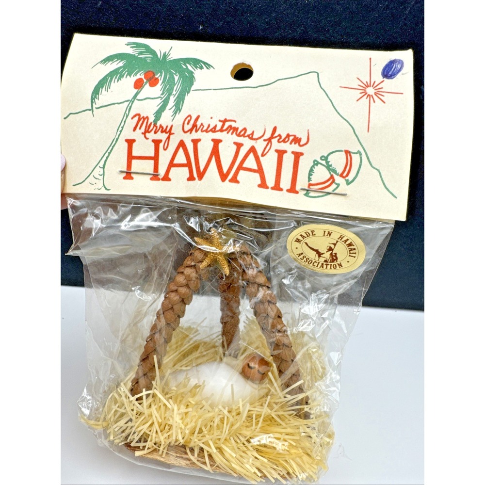 Vtg 1984 Peggy Chun Da Kine Island Da Kine Christmas Ornaments Manger Scene
